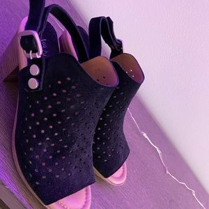 black sandals with a small heel